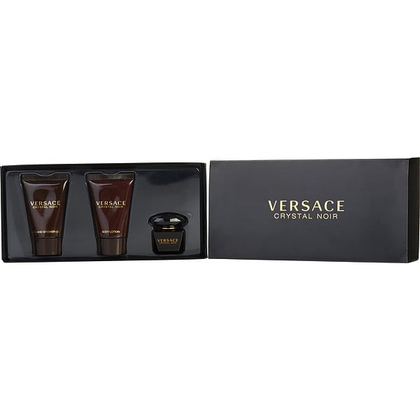 Versace Crystal Noir Eau De Toilette 0.17 oz Mini & Body Lotion 0.8 oz & Shower Gel 0.8 oz
