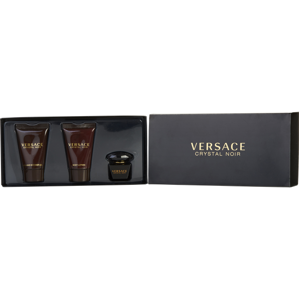 Versace Crystal Noir Eau De Toilette 0.17 oz Mini & Body Lotion 0.8 oz & Shower Gel 0.8 oz