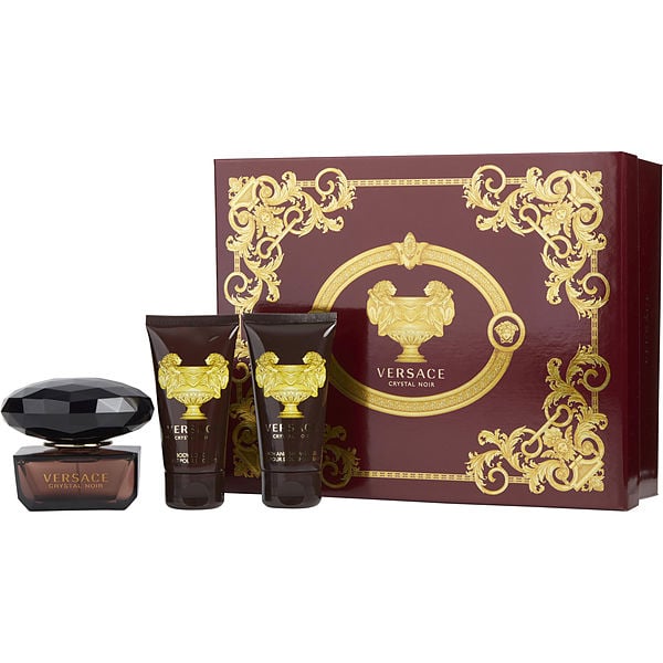 Versace Crystal Noir Set Eau De Toilette Spray 1.7 oz & Body Lotion 1.7 oz & Shower Gel 1.7 oz