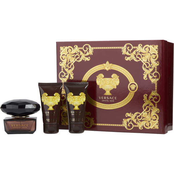 Versace Crystal Noir Set Eau De Toilette Spray 1.7 oz & Body Lotion 1.7 oz & Shower Gel 1.7 oz