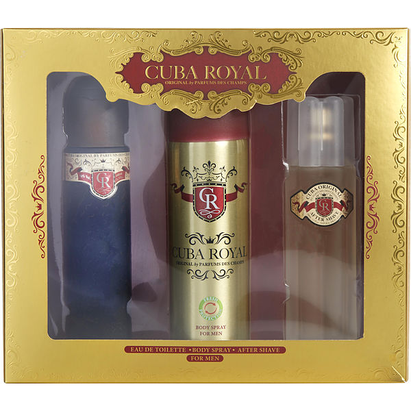Cuba Royal Eau De Toilette Spray 3.4 oz & Aftershave 3.4 oz & Body Spray 6.6 oz