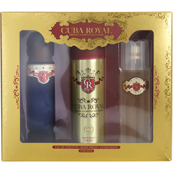 Cuba Royal Eau De Toilette Spray 3.4 oz & Aftershave 3.4 oz & Body Spray 6.6 oz