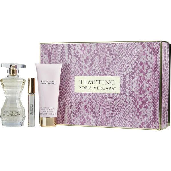 Tempting By Sofia Vergara Eau De Parfum Spray 3.4 oz & Shimmer Body Lotion 3.4 oz & Eau De Parfum Rollerball 0.33 oz