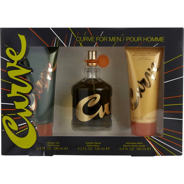 Curve Cologne Spray 4.2 oz & After Shave Balm 3.4 oz & Shower Gel 3.4 oz