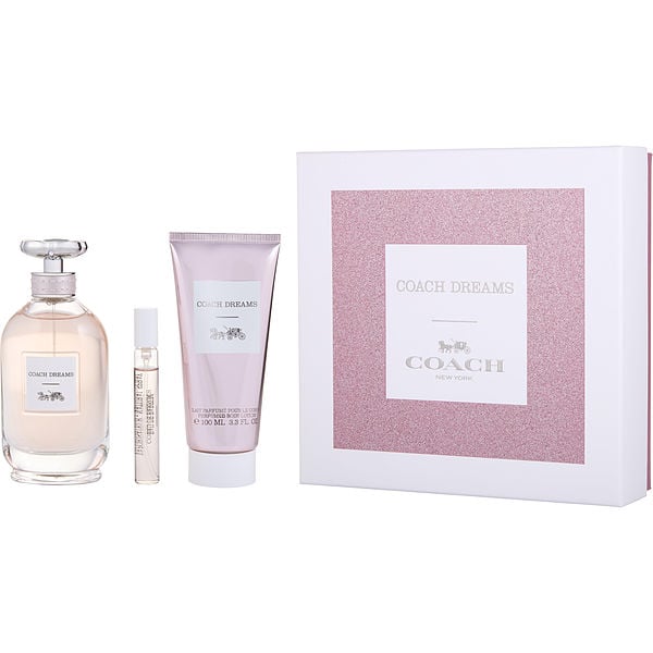 Coach Dreams Eau De Parfum Spray 3 oz & Body Lotion 3.3 oz & Eau De Parfum Spray 0.25 oz Mini