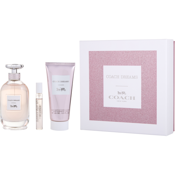 Coach Dreams Eau De Parfum Spray 3 oz & Body Lotion 3.3 oz & Eau De Parfum Spray 0.25 oz Mini