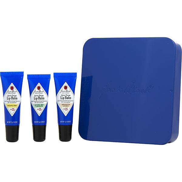 Jack Black Lip Balm Trio Spf 25 (Natural Mint & Shea Butter, Shea Butter & Vitamin E, Pineapple Mint) 0.25 oz
