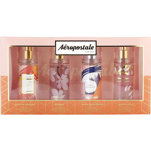 Aeropostale Variety 4 Piece Variety With Graceful Gardenia & Blushing & Sag Honeysuckle & Golden Hour And All Are Body Mist 3.4 oz
