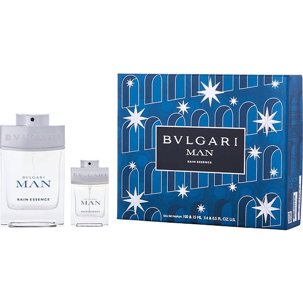 Bvlgari Man Rain Essence Eau De Parfum Spray 3.4 oz & Eau De Parfum Spray 0.5 oz