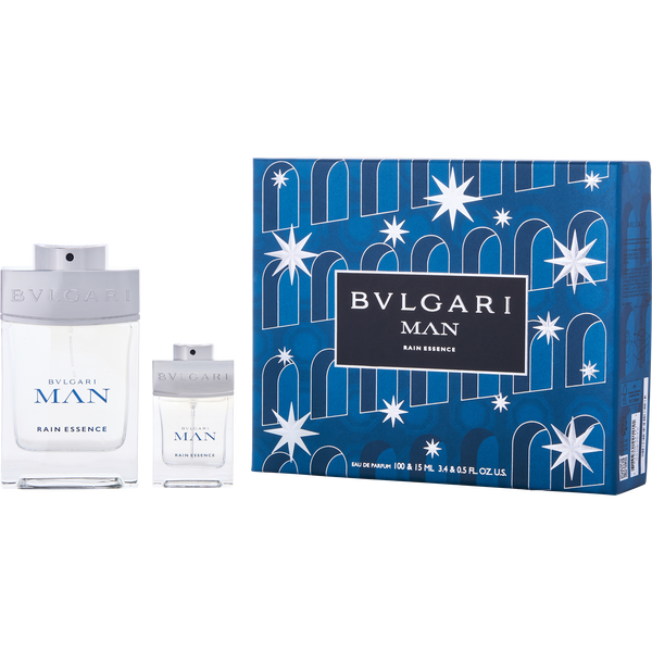 Bvlgari Man Rain Essence Eau De Parfum Spray 3.4 oz & Eau De Parfum Spray 0.5 oz