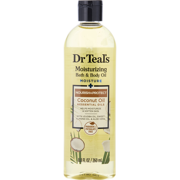 Dr. Teal's Moisturizing Bath & Body Oil - Moisture+ Nourishing Coconut Oil & Essential Oils 260ml/8.8oz