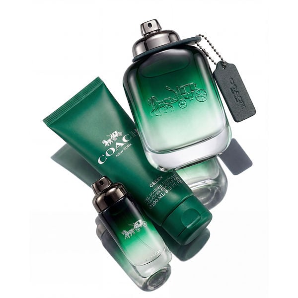 Coach Green Trio Eau De Toilette Spray 3.3 oz & Shower Gel 3.4 oz & Eau De Toilette Spray 0.5 oz