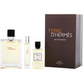 Terre d'Hermes Eau De Toilette Spray 3.3 oz & Hair And Body Shower Gel 1.35 oz & Eau De Toilette Spray 0.5 oz Mini & Bag