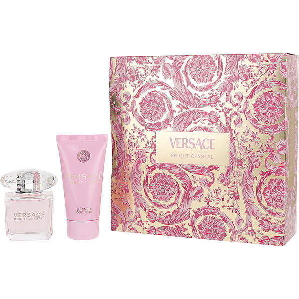 Versace Bright Crystal - A Fresh, Floral , Long Lasting Scent Eau De Toilette Spray 1 oz & Luminous Body Lotion 1.7 oz