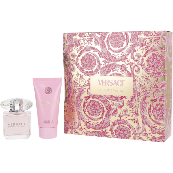 Versace Bright Crystal - A Fresh, Floral , Long Lasting Scent Eau De Toilette Spray 1 oz & Luminous Body Lotion 1.7 oz